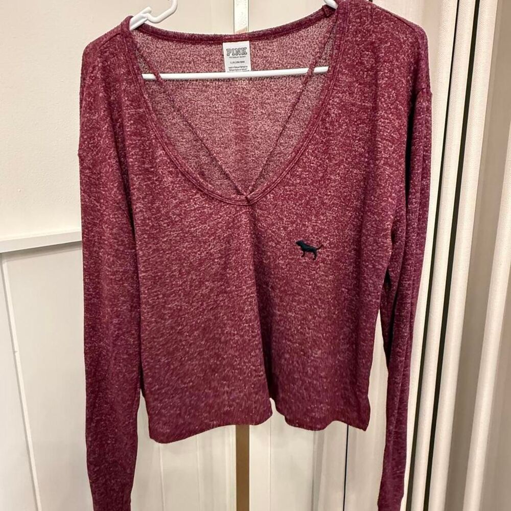 Victoria-s-secret Women's Burgundy and Red Shirt